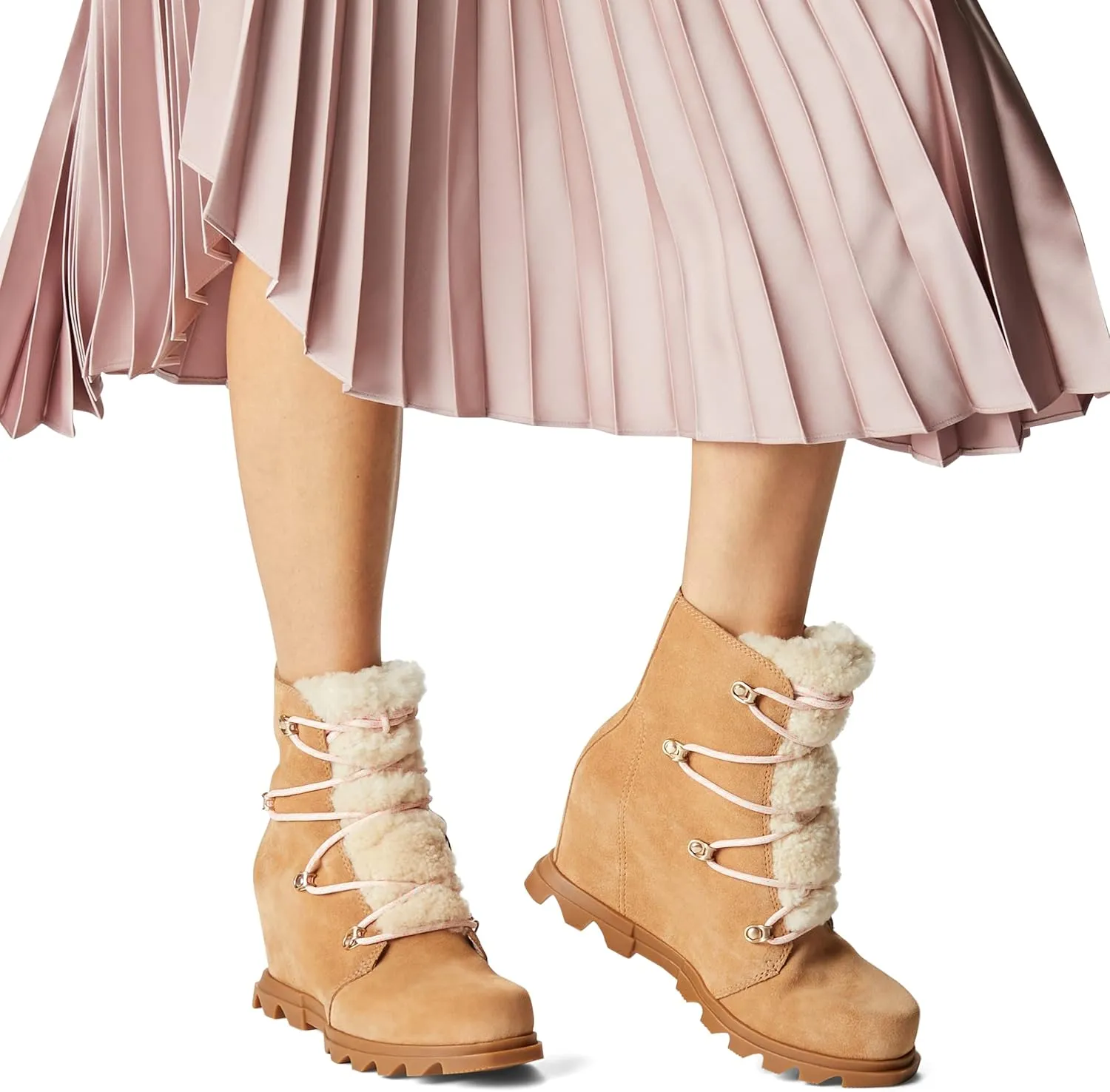 Sorel Women's Joan of Arctic Wedge III Lace Cozy Boot — Waterproof Suede Wedge Boots