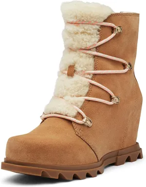 Sorel Women's Joan of Arctic Wedge III Lace Cozy Boot — Waterproof Suede Wedge Boots