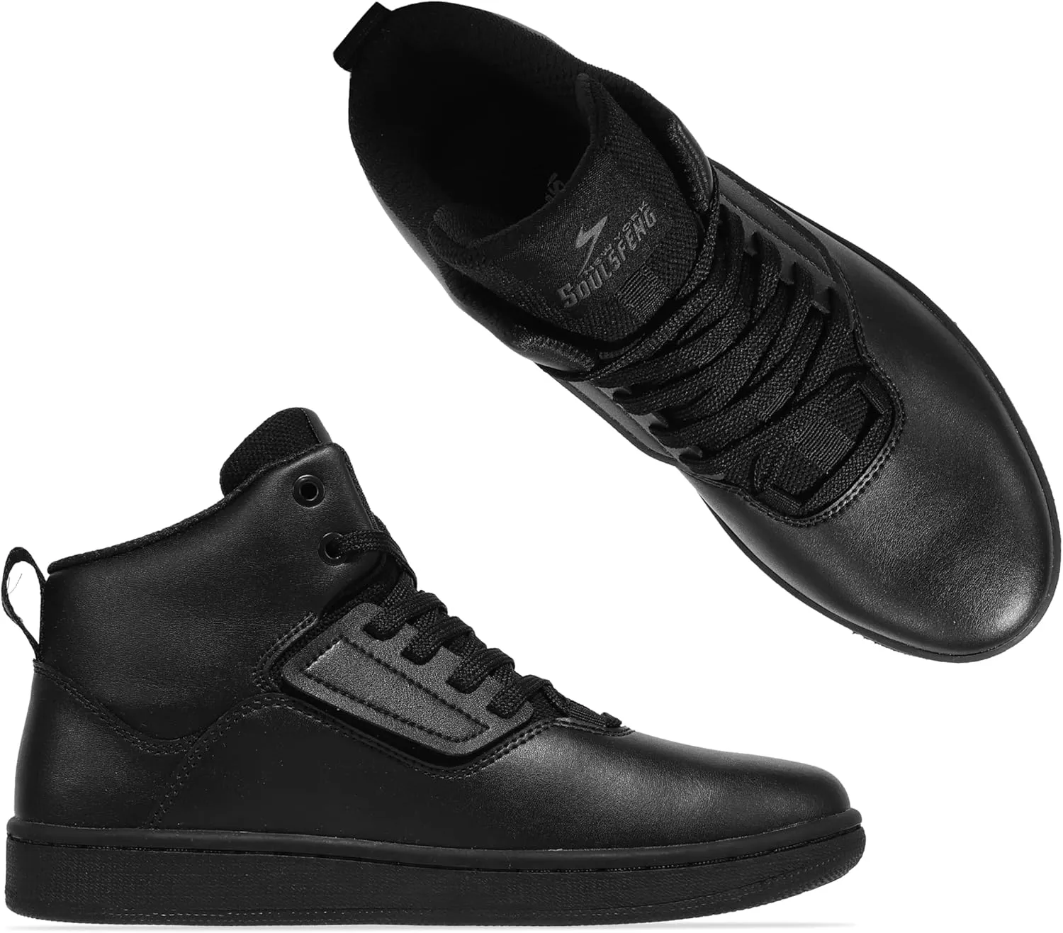 Soulsfeng Unisex Basketball Shoes Leather High Top Sneakers Comfortable Walking Skate Shoes
