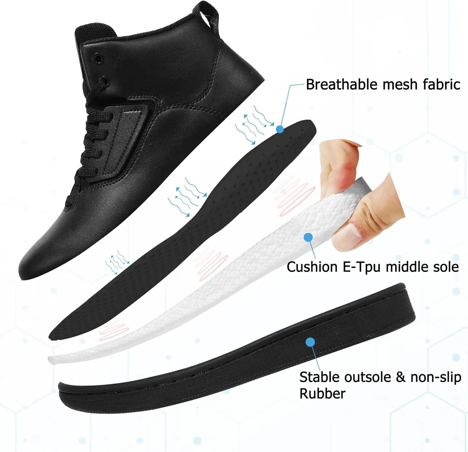 Soulsfeng Unisex Basketball Shoes Leather High Top Sneakers Comfortable Walking Skate Shoes