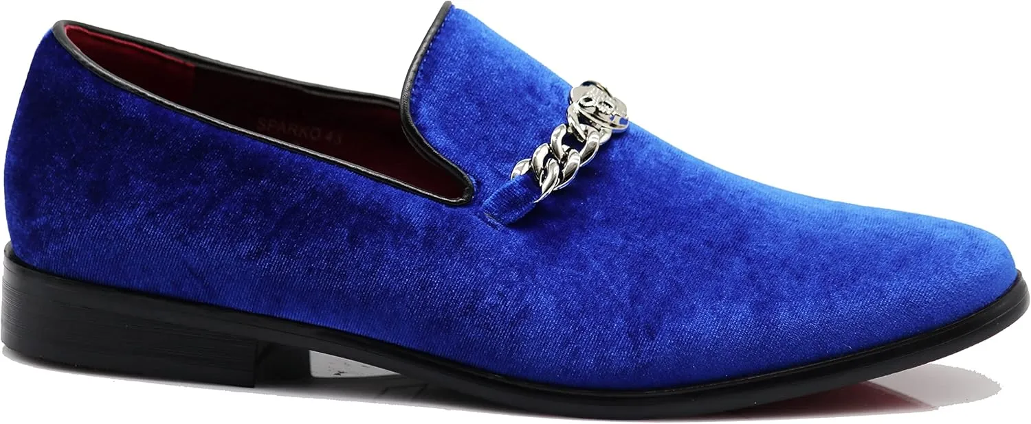 SP34 Men's Vintage Fashion Chain Buckle Dress Loafers Slip On Shoes Tuxedo Dress Shoes