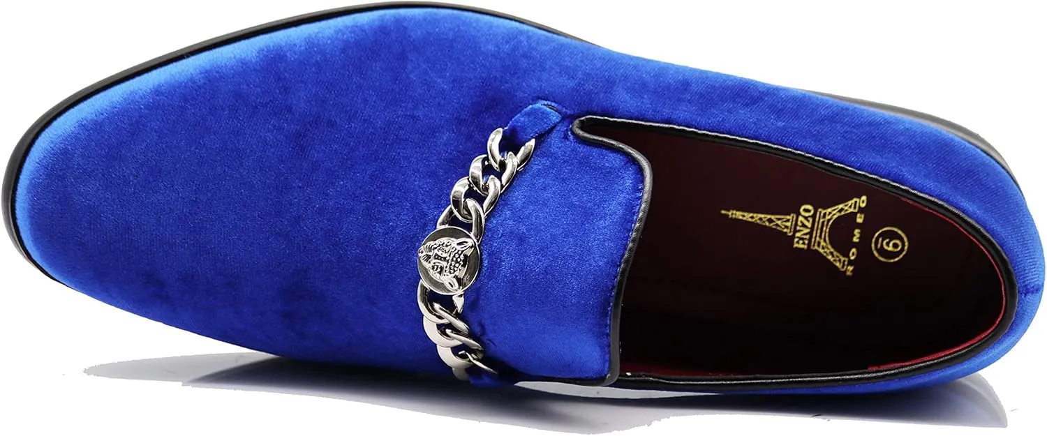 SP34 Men's Vintage Fashion Chain Buckle Dress Loafers Slip On Shoes Tuxedo Dress Shoes
