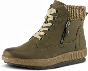 Spring Step Relife Karlene Waterproof Ankle Boots for Women | Shoes for Women with Sweater Top, Decorative Zipper and Cozy Sherpa Lining