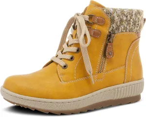 Spring Step Relife Karlene Waterproof Ankle Boots for Women | Shoes for Women with Sweater Top, Decorative Zipper and Cozy Sherpa Lining
