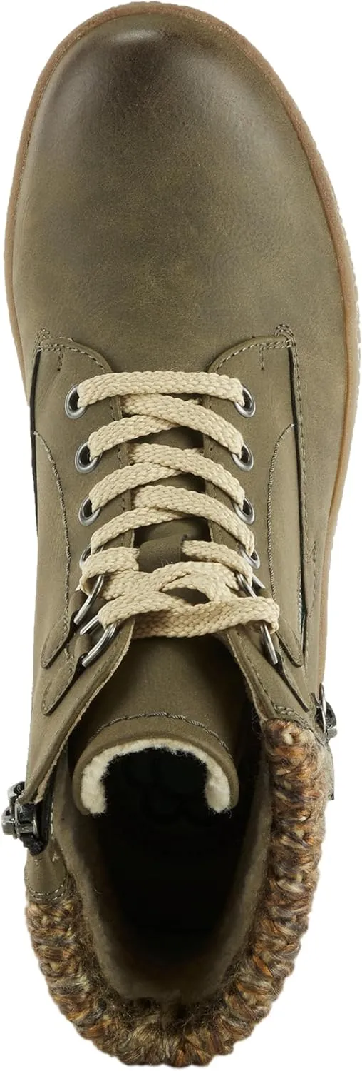 Spring Step Relife Karlene Waterproof Ankle Boots for Women | Shoes for Women with Sweater Top, Decorative Zipper and Cozy Sherpa Lining