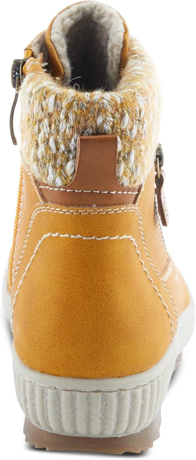 Spring Step Relife Karlene Waterproof Ankle Boots for Women | Shoes for Women with Sweater Top, Decorative Zipper and Cozy Sherpa Lining