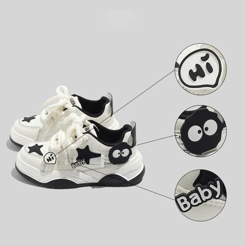Star Shoes Walking Sneakers Women Chunky Sole Y2K Aesthetic Cute Big Toe Cap Comfort Insole Anti-Slip US4-8
