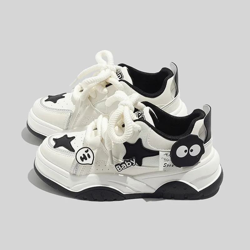 Star Shoes Walking Sneakers Women Chunky Sole Y2K Aesthetic Cute Big Toe Cap Comfort Insole Anti-Slip US4-8