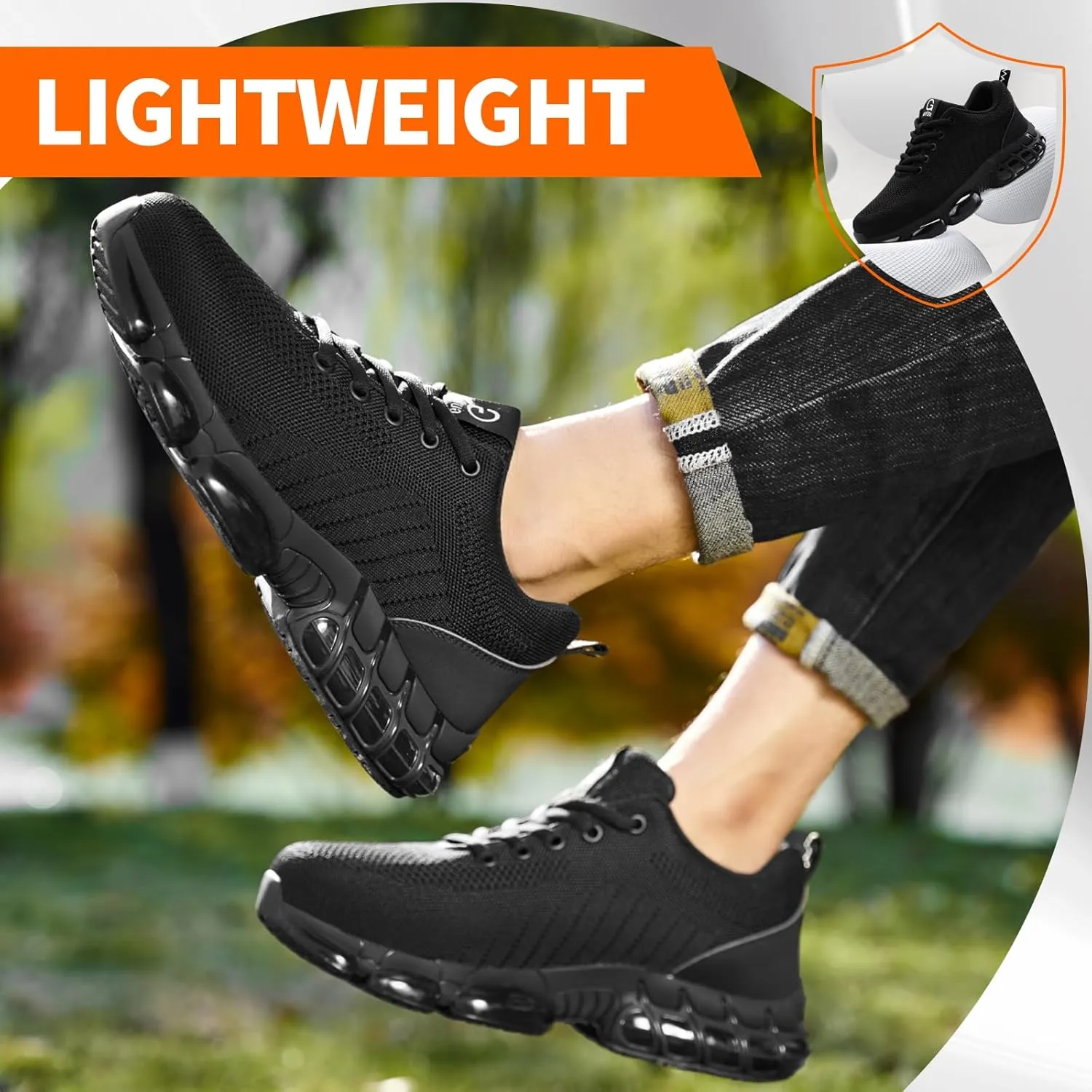 Steel Toe Shoes for Men Lightweight Work Shoes Construction Industrial Work Tennis Shoes Safety Shoes Comfortable Steel Toe Sneakers for Men Women