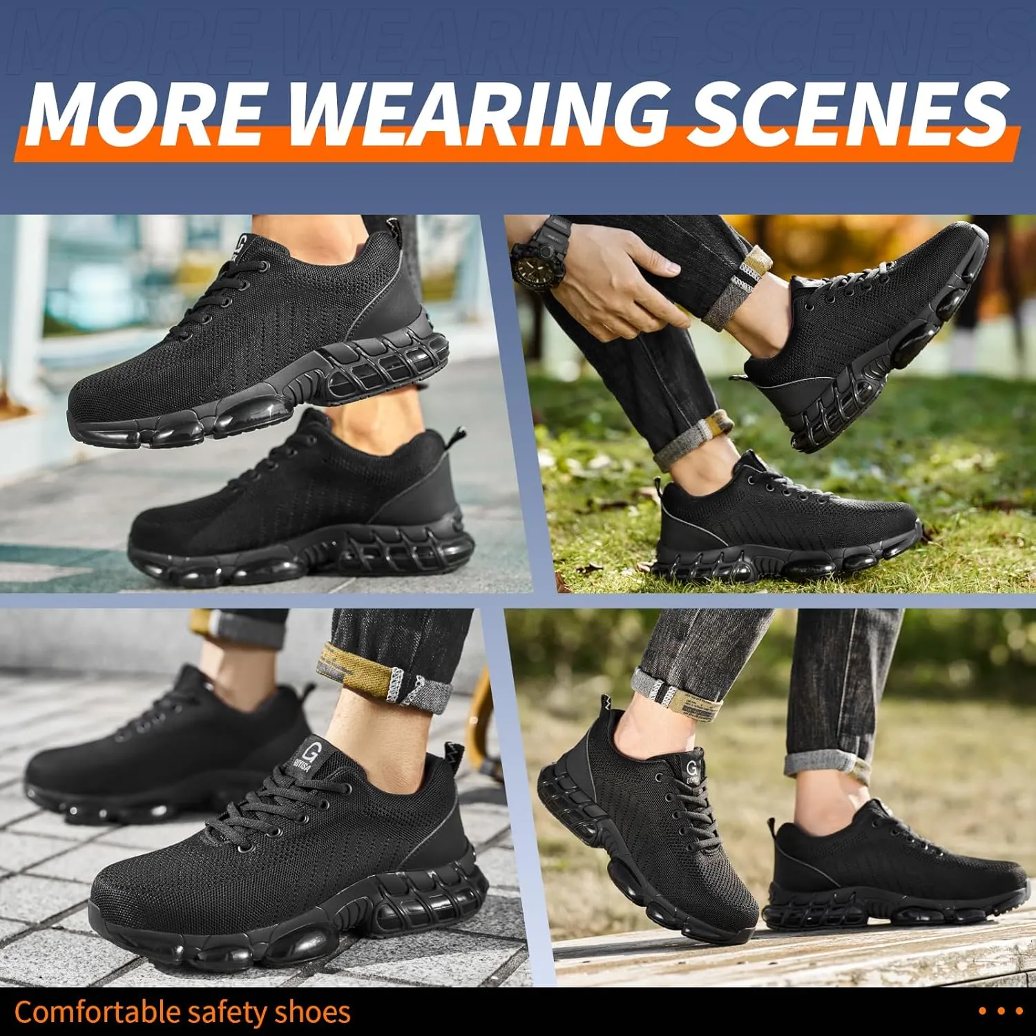 Steel Toe Shoes for Men Lightweight Work Shoes Construction Industrial Work Tennis Shoes Safety Shoes Comfortable Steel Toe Sneakers for Men Women