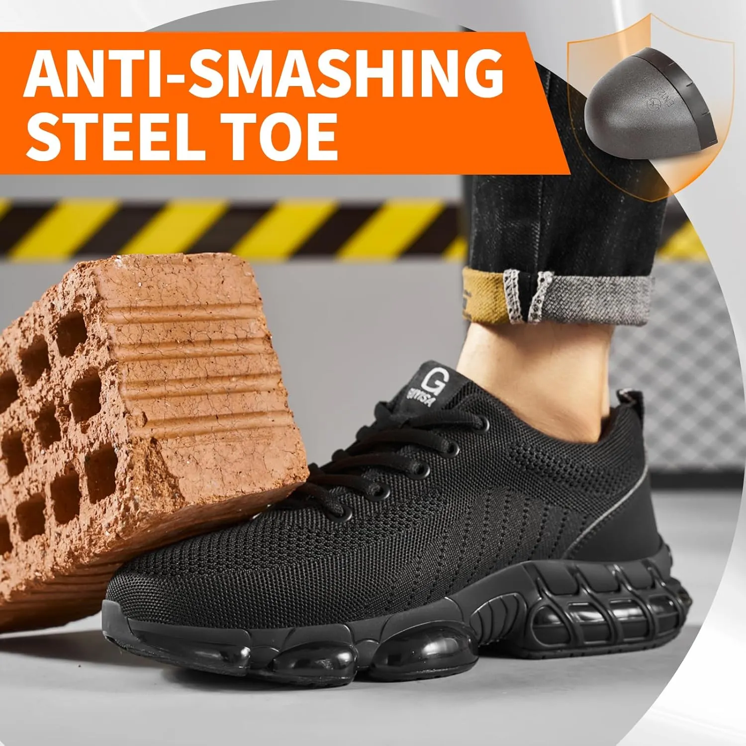 Steel Toe Shoes for Men Lightweight Work Shoes Construction Industrial Work Tennis Shoes Safety Shoes Comfortable Steel Toe Sneakers for Men Women