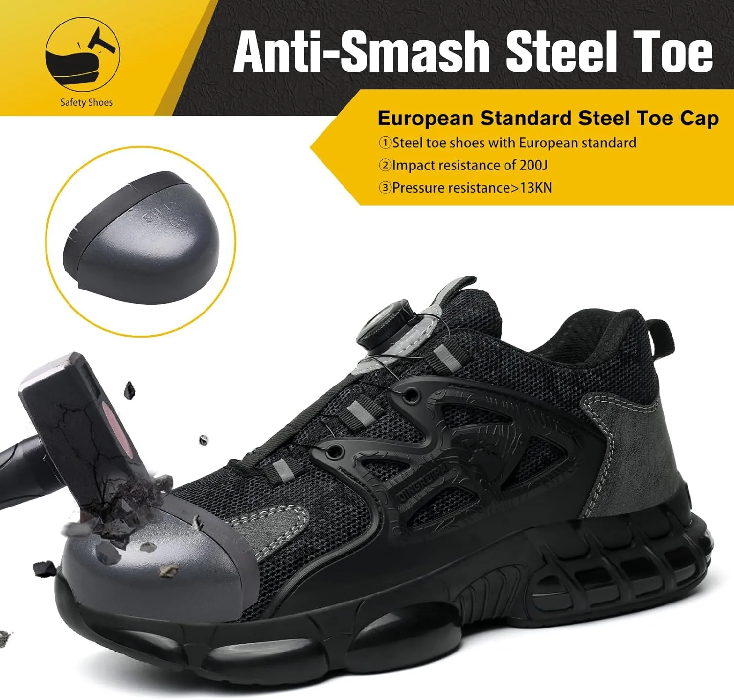 Steel Toe Shoes for Men Women Comfortable Safety Work Sneakers Industrial Non Slip Shoes Lightweight Puncture Proof