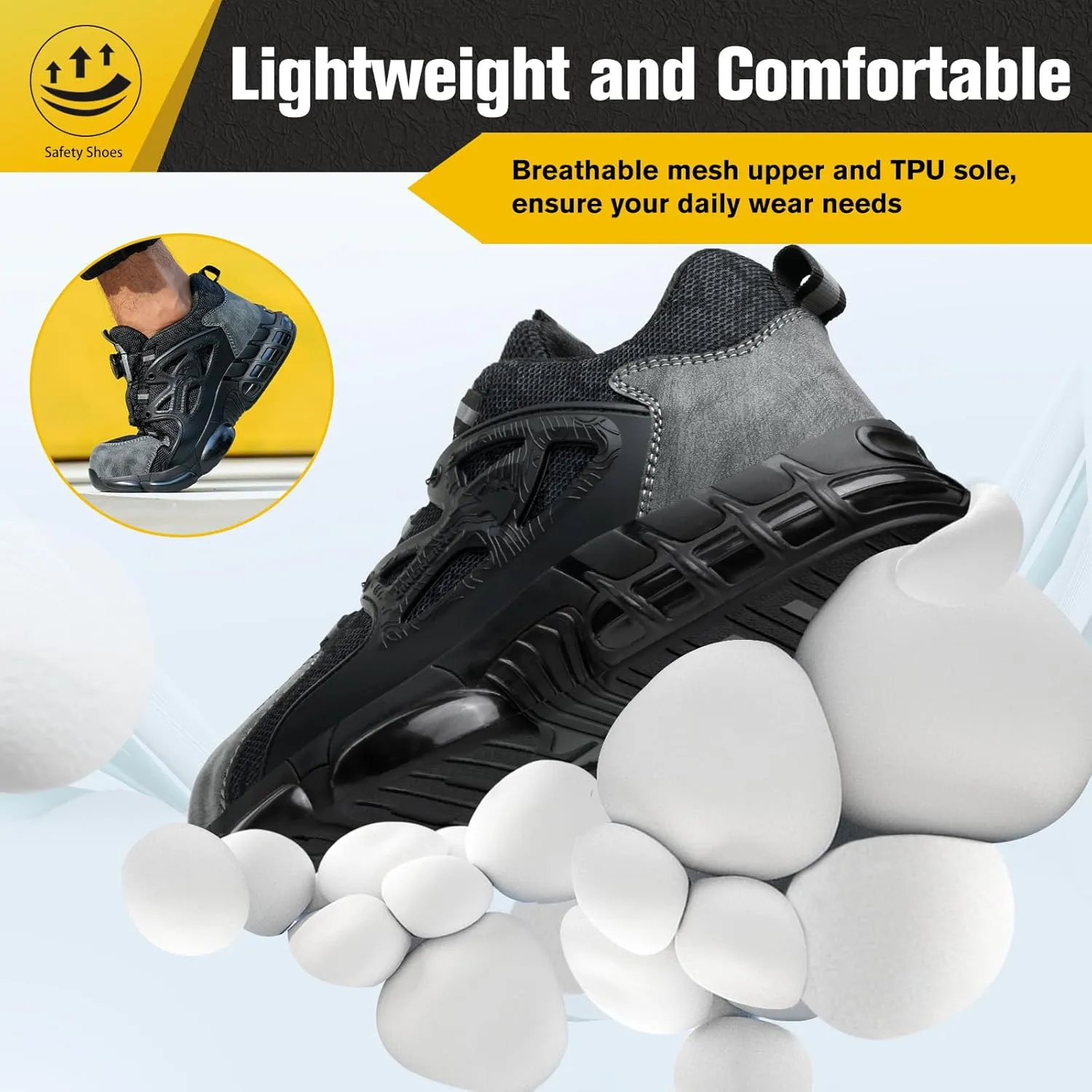 Steel Toe Shoes for Men Women Comfortable Safety Work Sneakers Industrial Non Slip Shoes Lightweight Puncture Proof