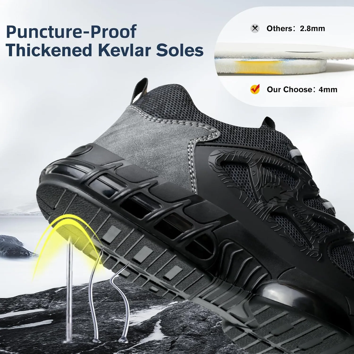 Steel Toe Shoes for Men Women Comfortable Safety Work Sneakers Industrial Non Slip Shoes Lightweight Puncture Proof