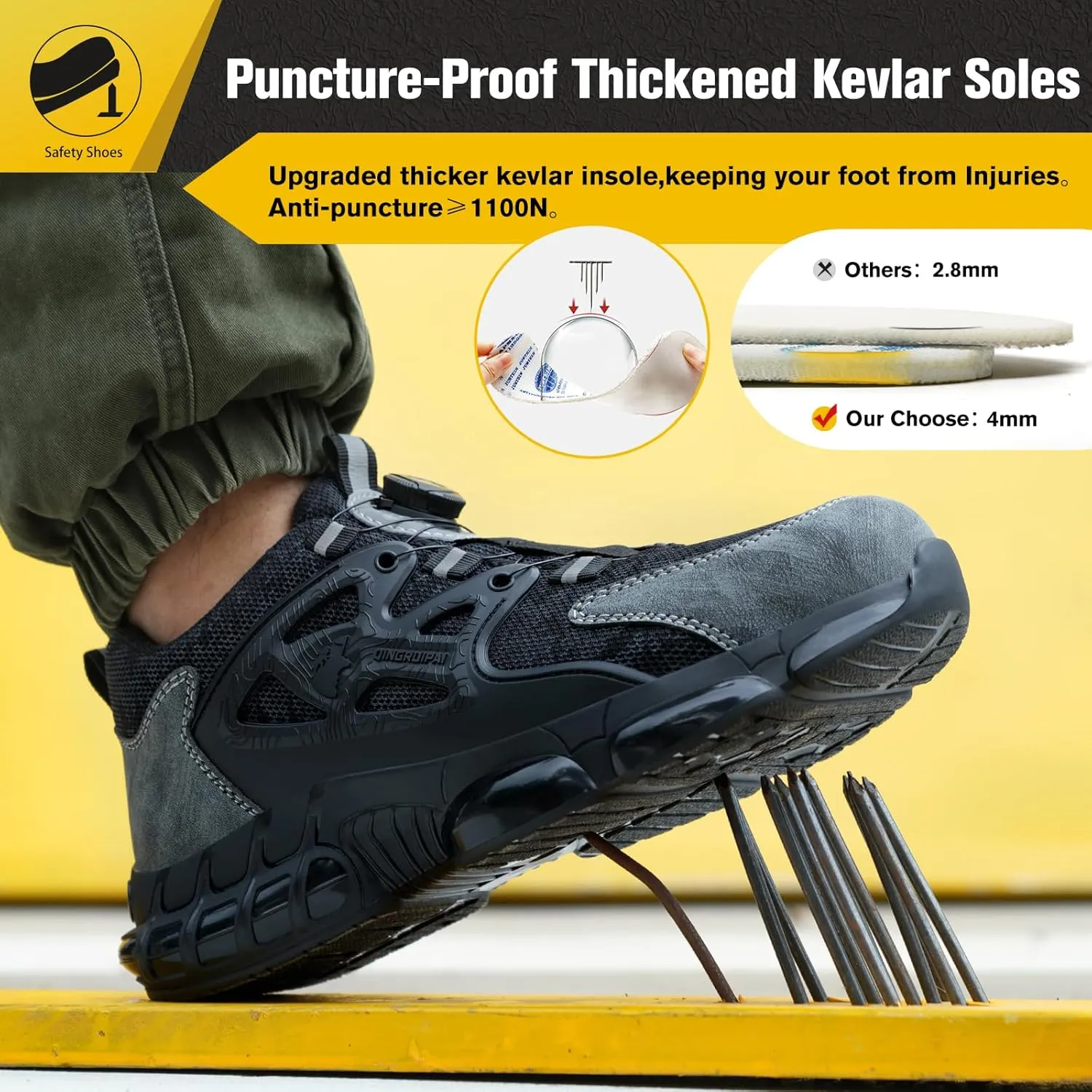 Steel Toe Shoes for Men Women Comfortable Safety Work Sneakers Industrial Non Slip Shoes Lightweight Puncture Proof