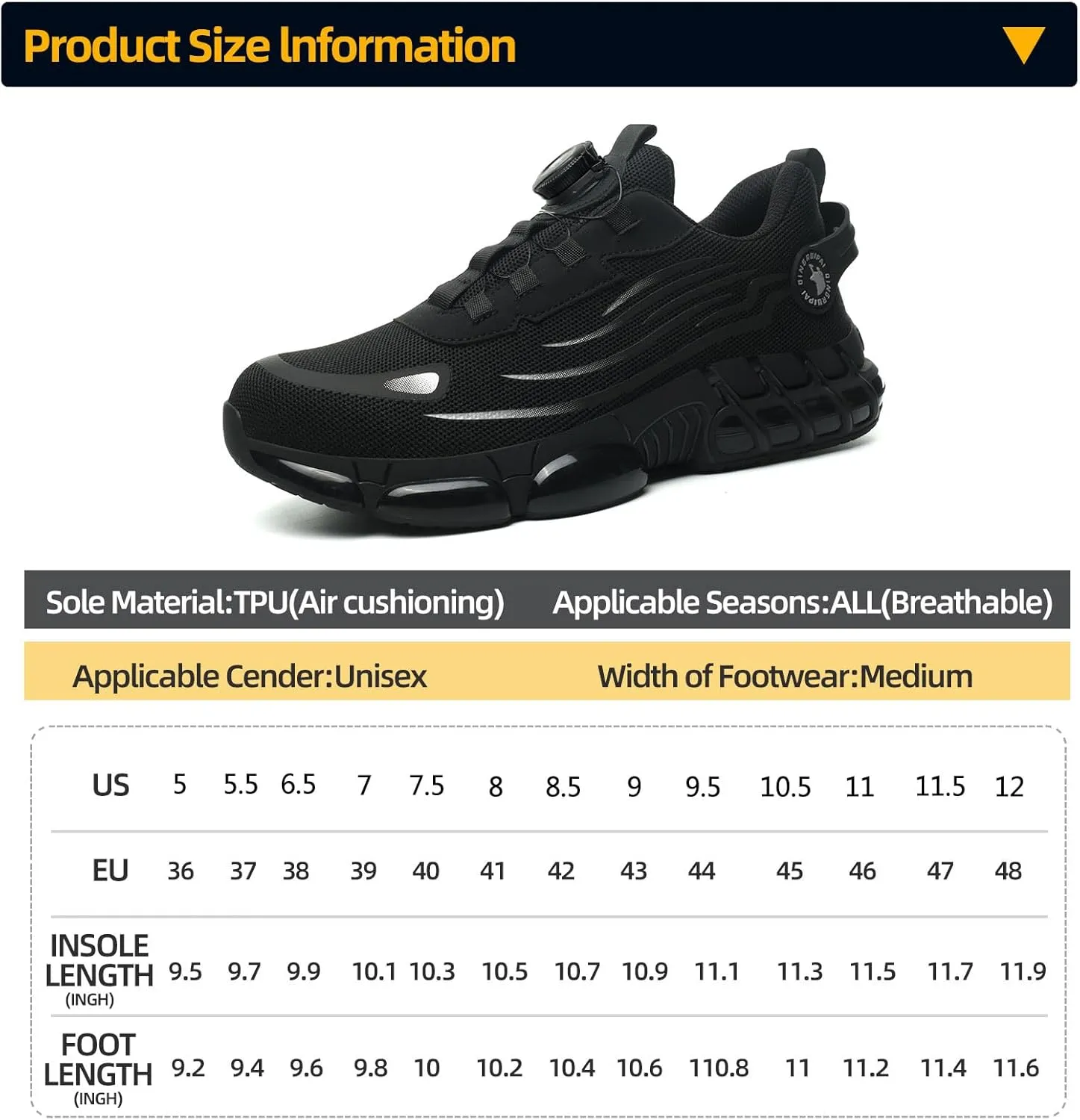 Steel Toe Shoes for Men Women Safety Work Shoes Air Cushion Construction Industrial Shoes Safety Shoes Lightweight Steel Toe Sneakers for Men