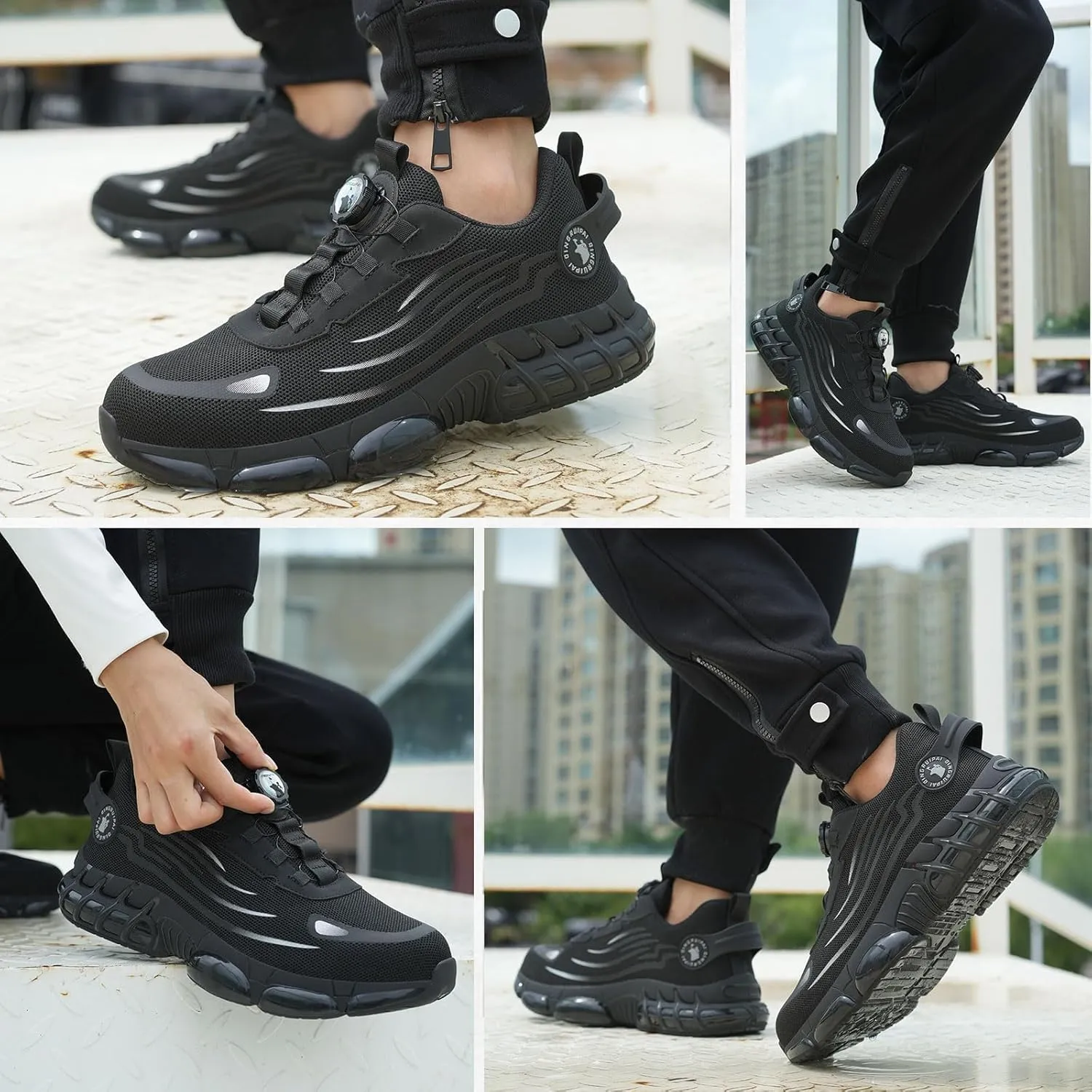 Steel Toe Shoes for Men Women Safety Work Shoes Air Cushion Construction Industrial Shoes Safety Shoes Lightweight Steel Toe Sneakers for Men