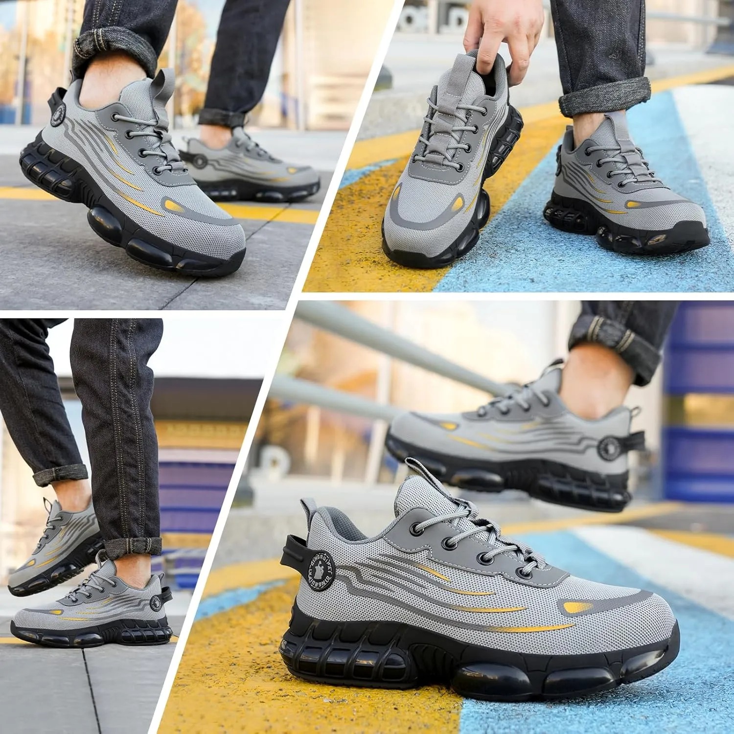 Steel Toe Shoes for Men Women,Work Shoes with Air Cushion,Prestivos Shoes Safety Shoes,Lightweight Steel Toe Sneakers for Men