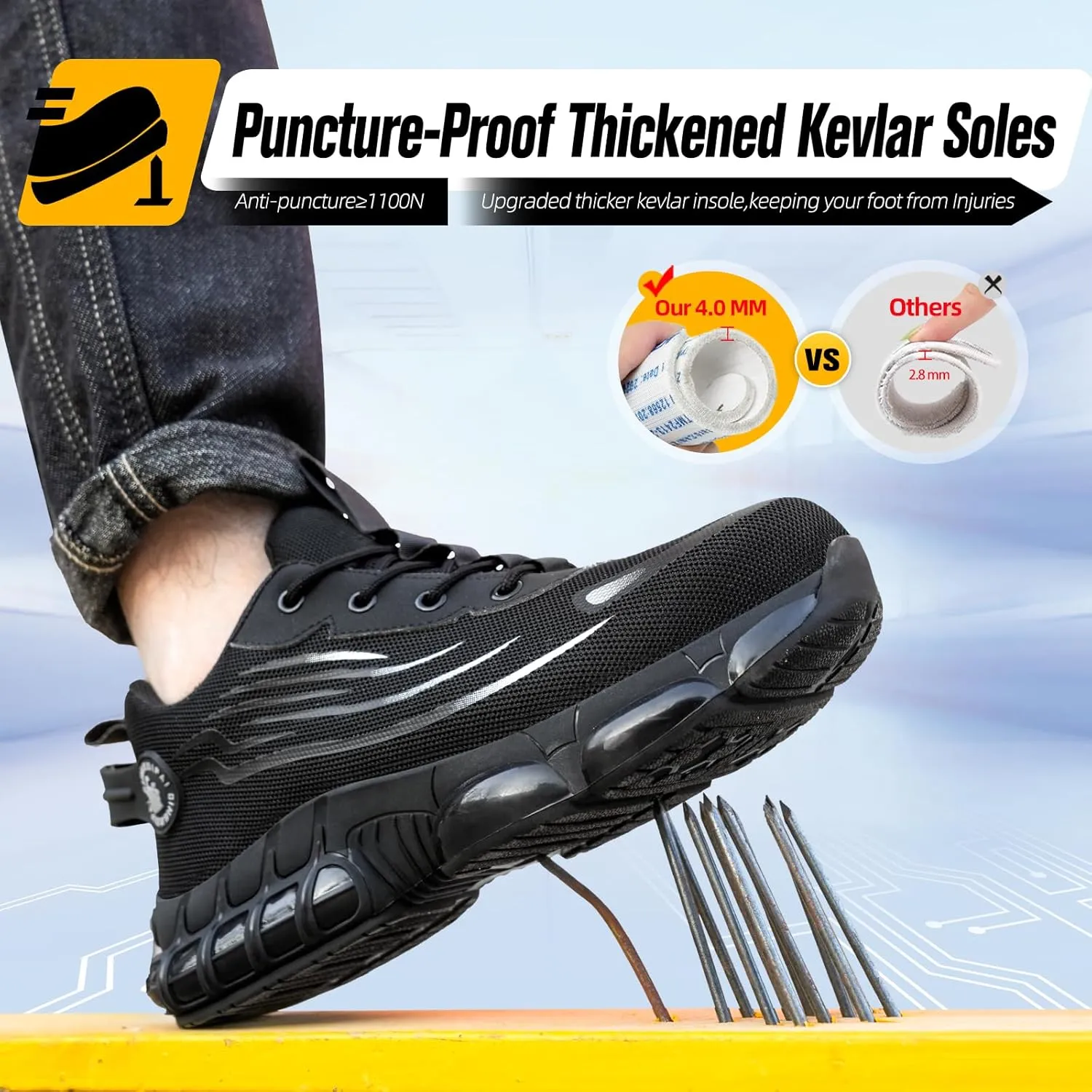 Steel Toe Shoes for Men Women,Work Shoes with Air Cushion,Prestivos Shoes Safety Shoes,Lightweight Steel Toe Sneakers for Men