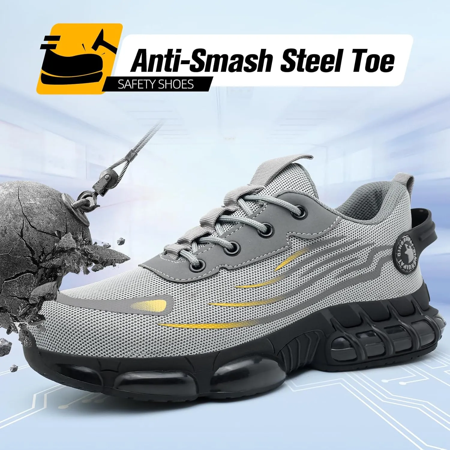 Steel Toe Shoes for Men Women,Work Shoes with Air Cushion,Prestivos Shoes Safety Shoes,Lightweight Steel Toe Sneakers for Men