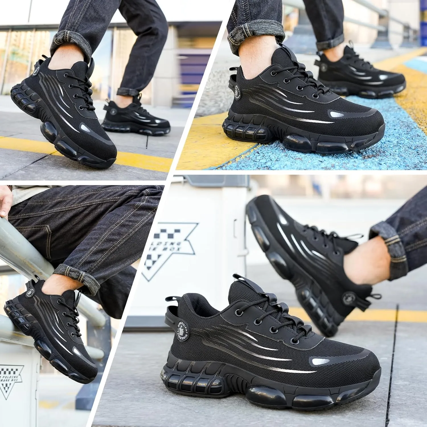 Steel Toe Shoes for Men Women,Work Shoes with Air Cushion,Prestivos Shoes Safety Shoes,Lightweight Steel Toe Sneakers for Men
