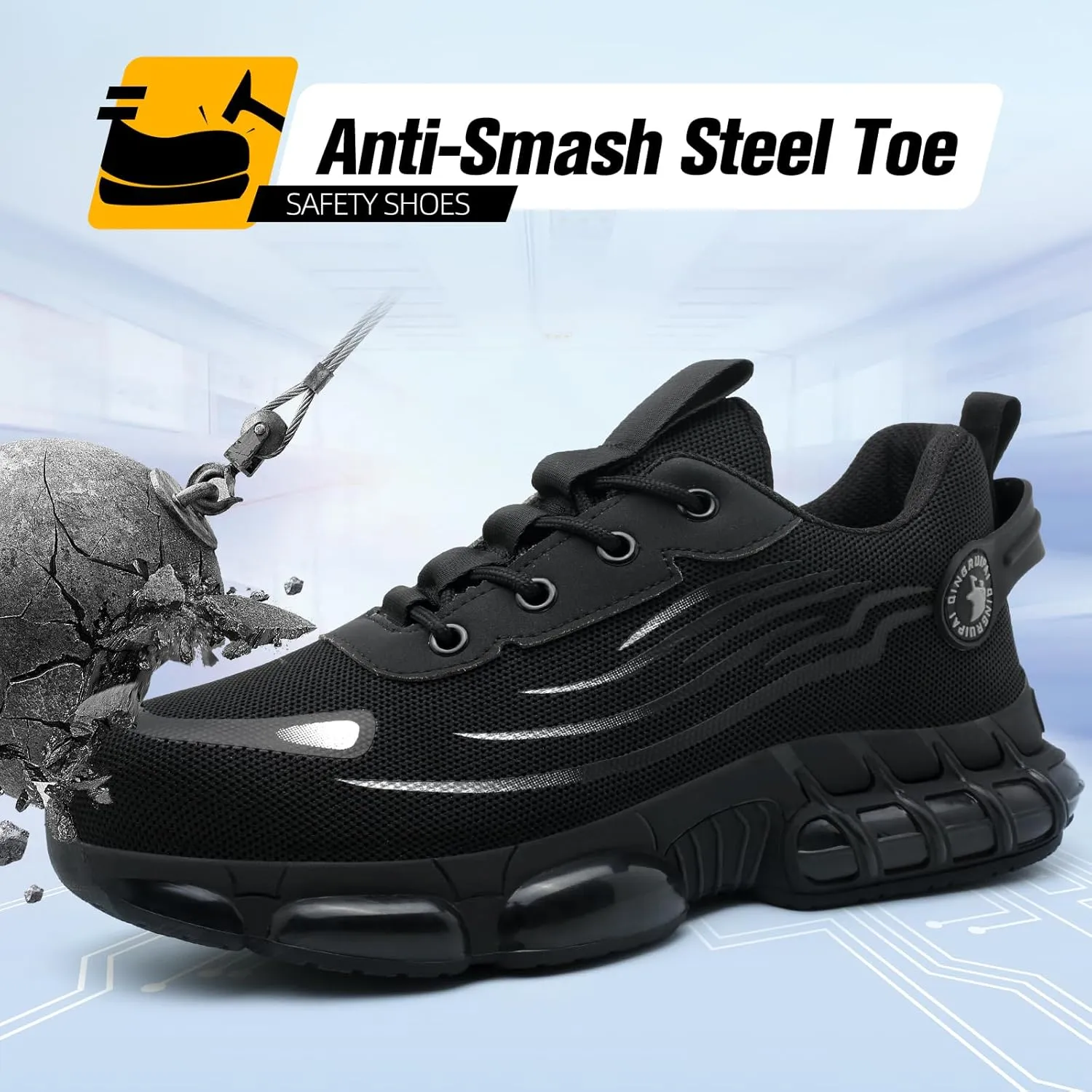 Steel Toe Shoes for Men Women,Work Shoes with Air Cushion,Prestivos Shoes Safety Shoes,Lightweight Steel Toe Sneakers for Men