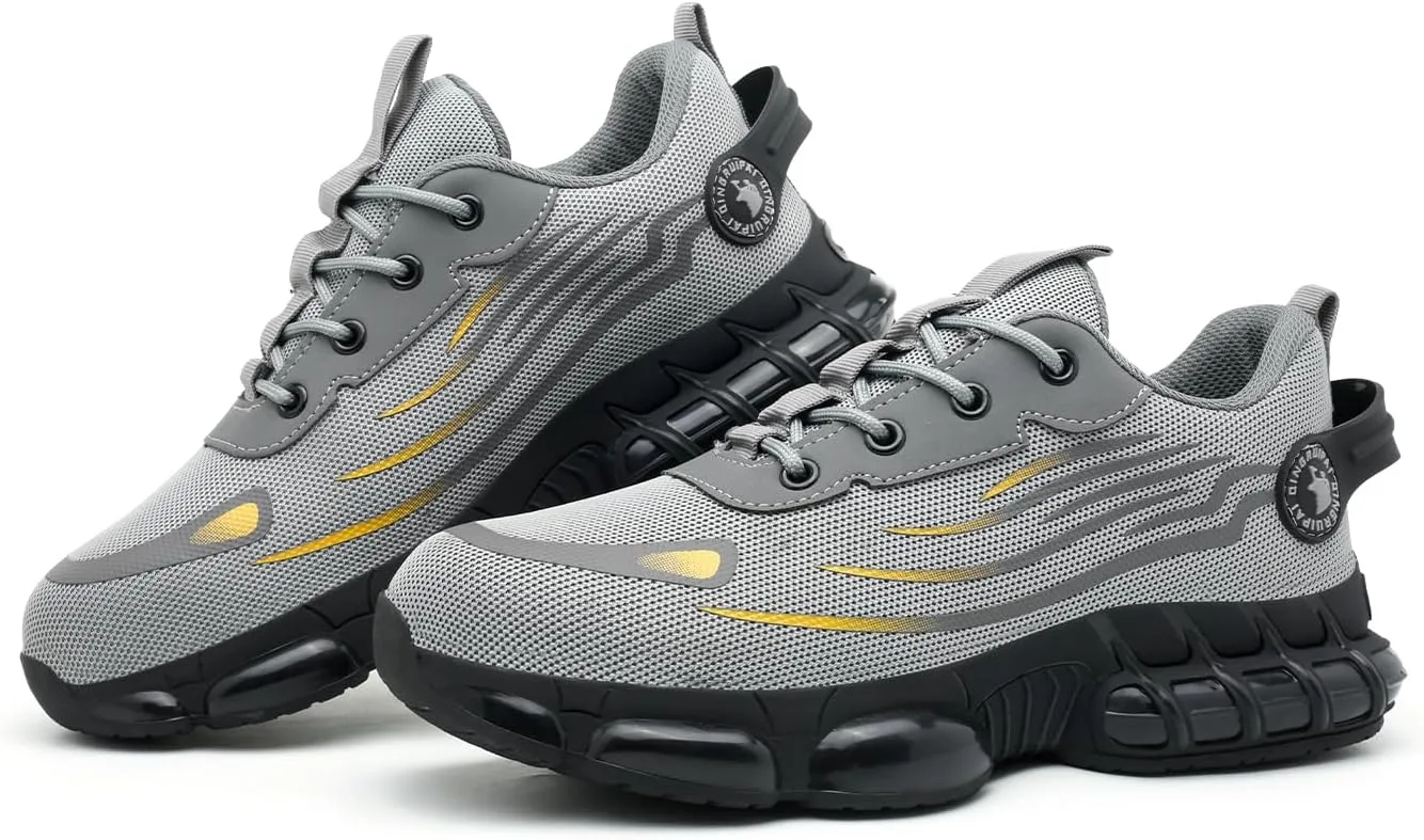 Steel Toe Shoes for Men Women,Work Shoes with Air Cushion,Prestivos Shoes Safety Shoes,Lightweight Steel Toe Sneakers for Men