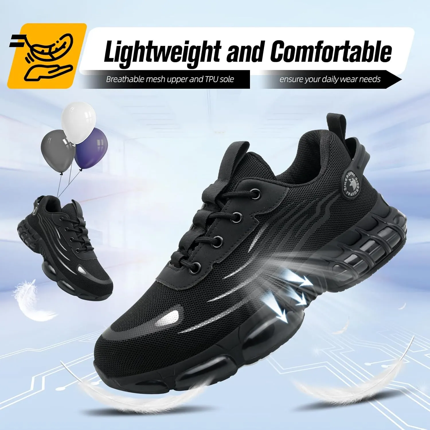Steel Toe Shoes for Men Women,Work Shoes with Air Cushion,Prestivos Shoes Safety Shoes,Lightweight Steel Toe Sneakers for Men