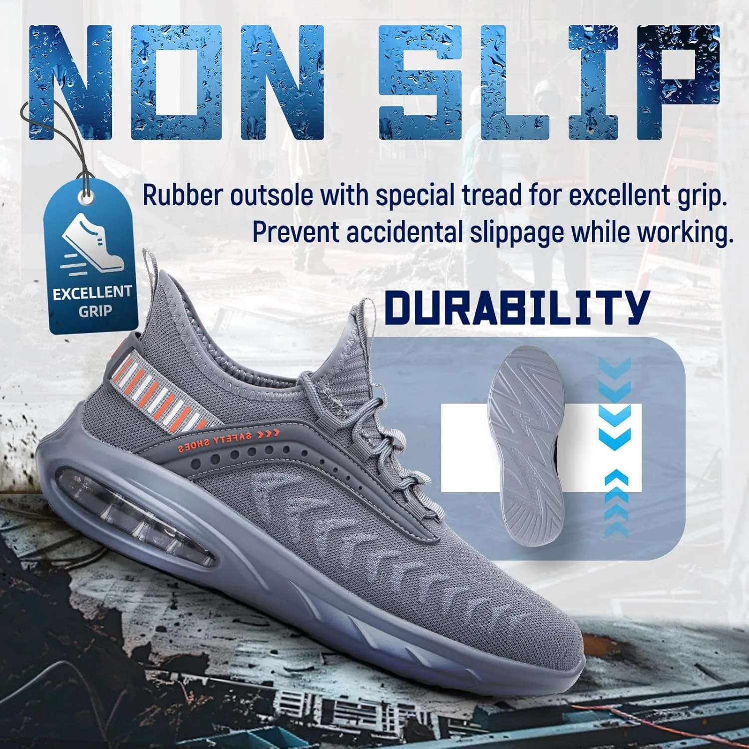 Steel Toe Shoes for Men Work Women Lightweight Air Cushion Sneakers Slip Resistant Safety Work Boots Indestructible Shoes