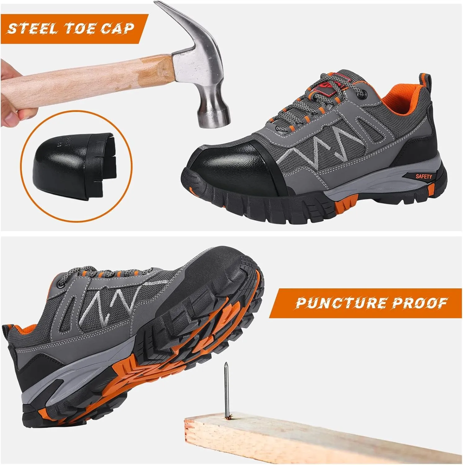 Steel Toe Sneakers Comfortable Safety Shoes for Men Steel Toe Shoes for Women Slip On Construction Work Shoes