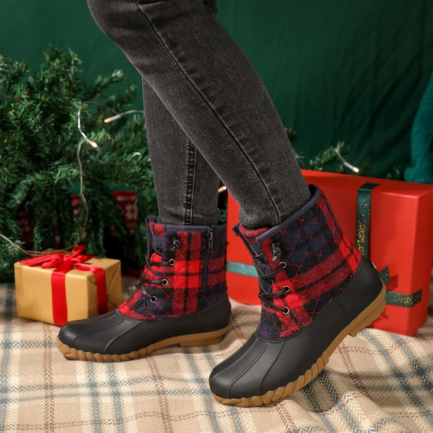 STQ Duck Boots for Women Waterproof Winter Boots Quilted Snow Boots