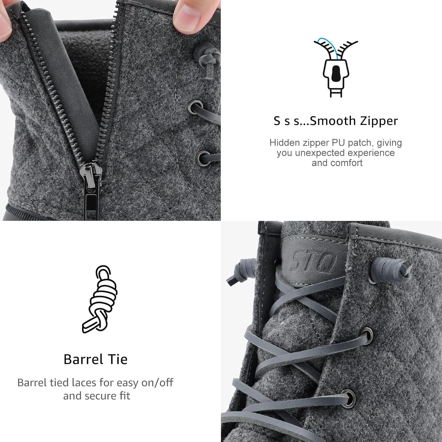 STQ Duck Boots for Women Waterproof Winter Boots Quilted Snow Boots