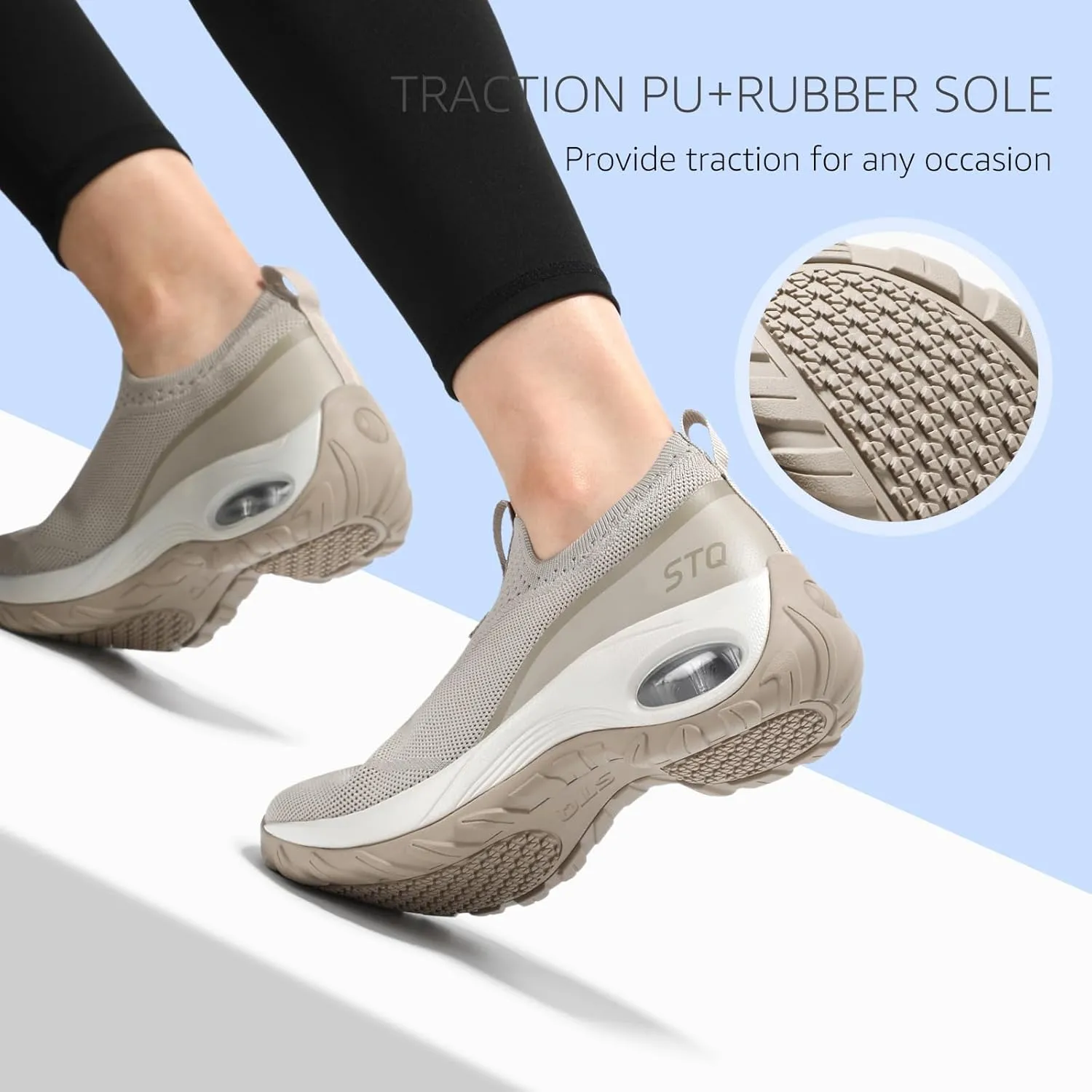 STQ Slip on Walking Shoes for Women Arch Support Mesh Comfy Work Shoes