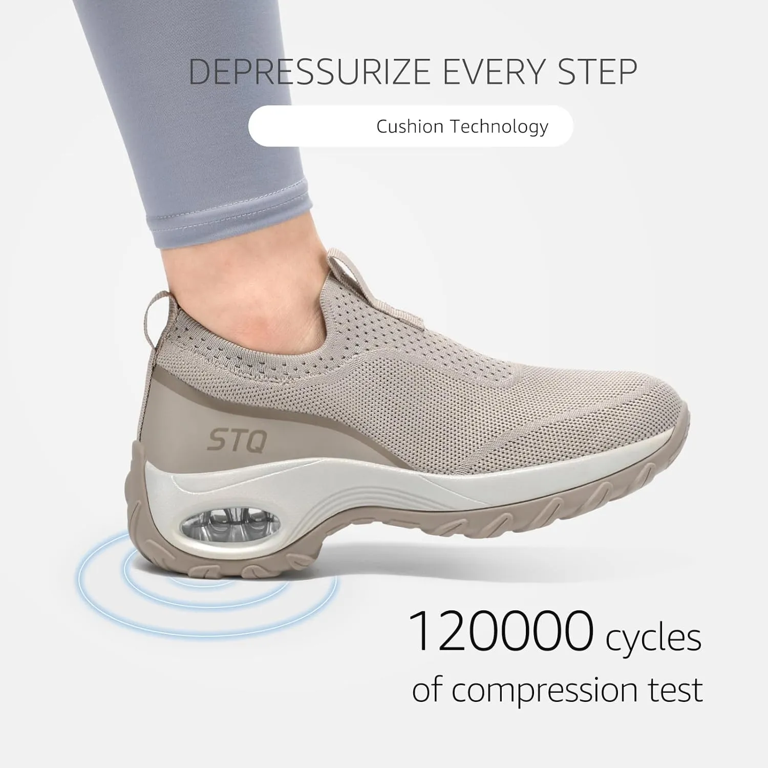 STQ Slip on Walking Shoes for Women Arch Support Mesh Comfy Work Shoes