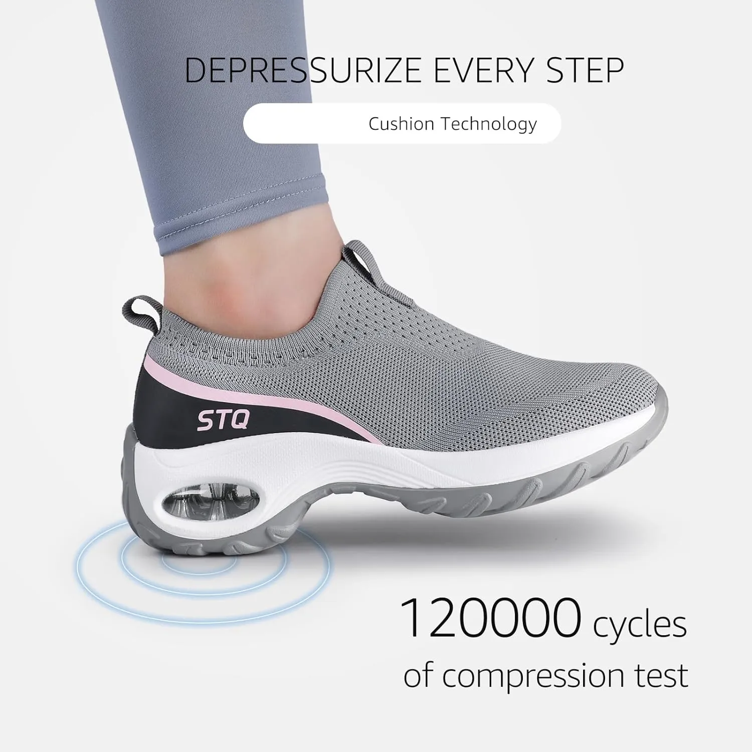 STQ Slip on Walking Shoes for Women Arch Support Mesh Comfy Work Shoes