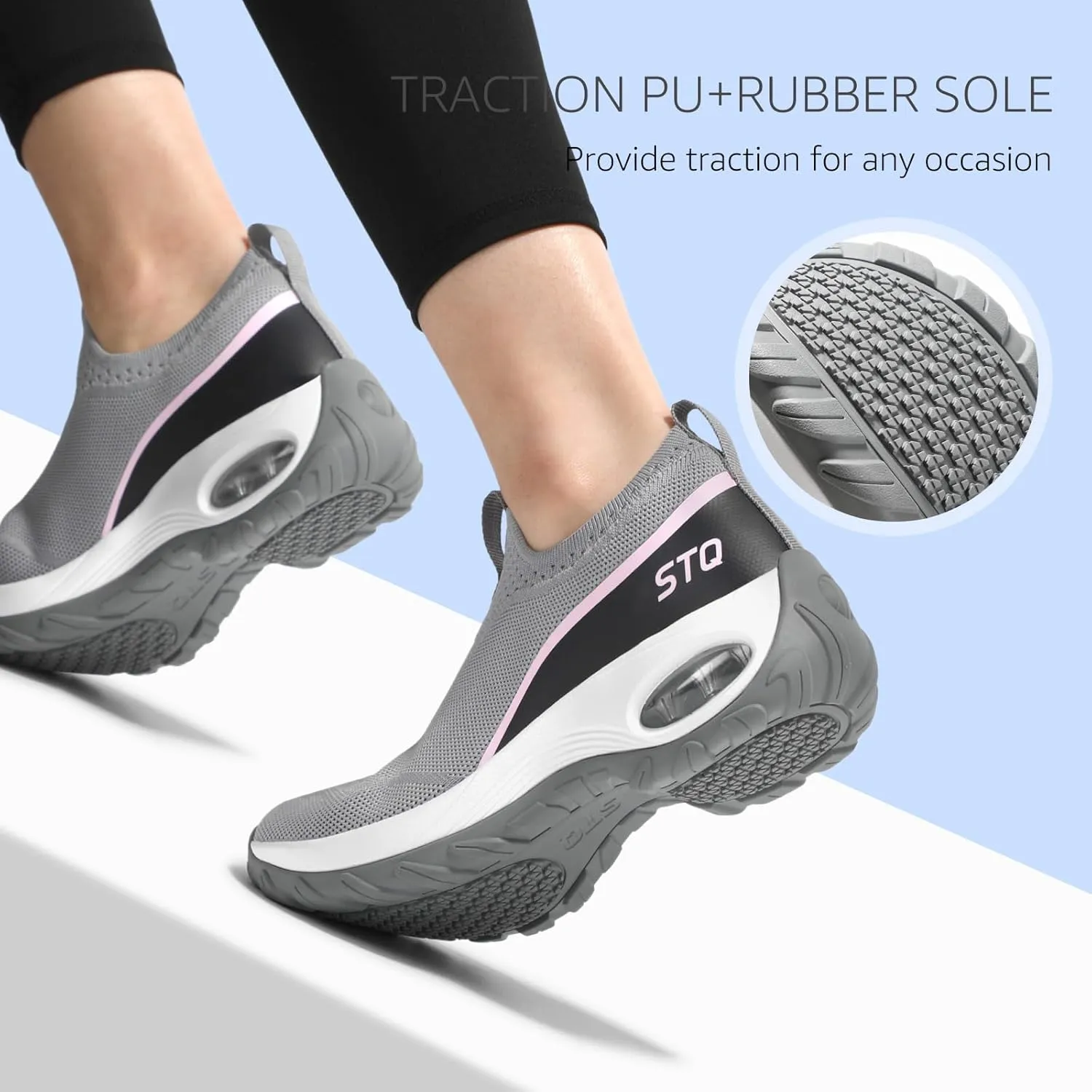 STQ Slip on Walking Shoes for Women Arch Support Mesh Comfy Work Shoes