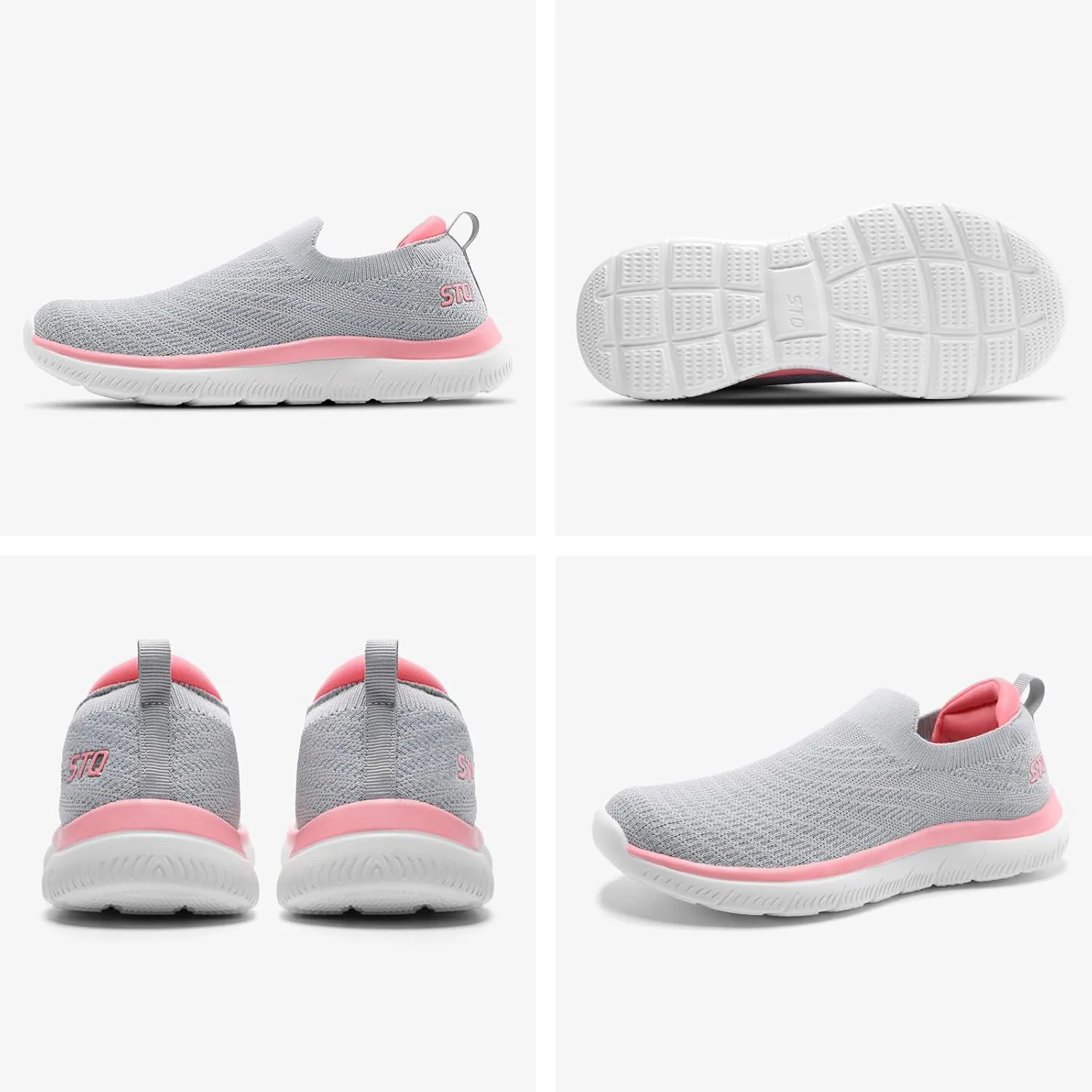STQ Walking Shoes for Women Arch Support Comfort Lightweight Slip on Sneakers with Memory Foam