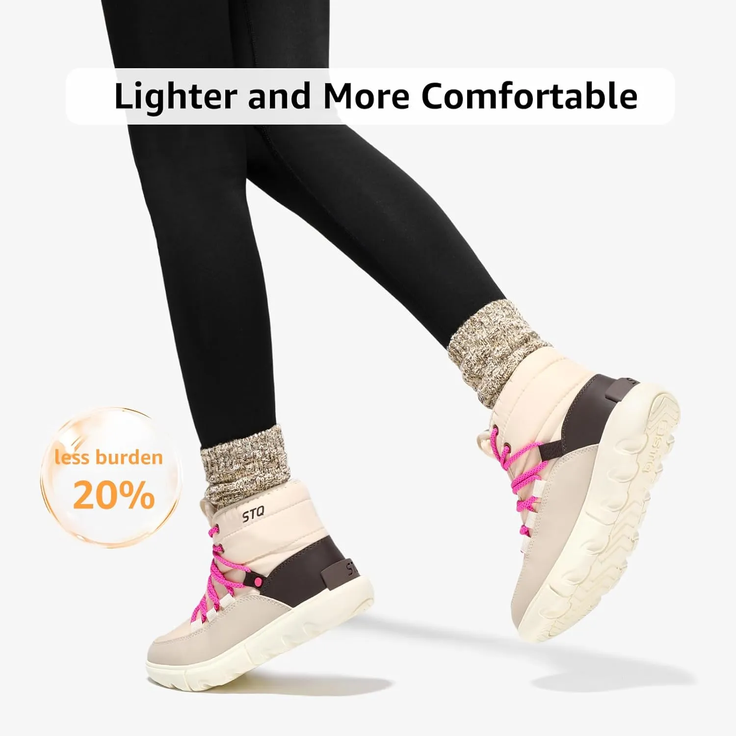 STQ Women Winter Boots with Insulated Insole | Warm & Cozy Winter Snow Boots for Women | Lightweight Non Slip Walking Boots Water Resistant