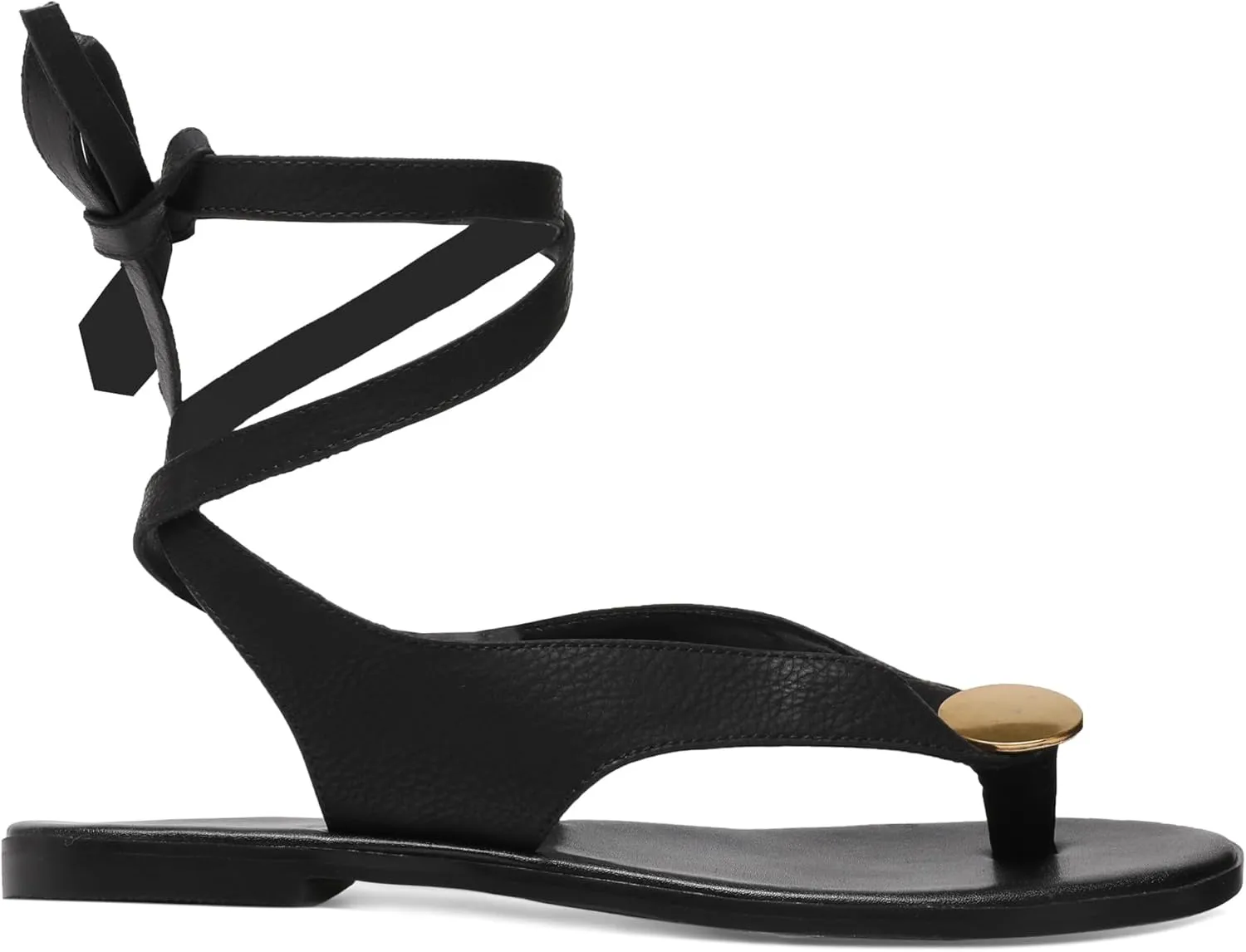 Strap Flip Flop Flat Sandals for Women with Metal Circular Ankle Strappy Ladies Fashion Cute Summer Thong Sandals Dressy.