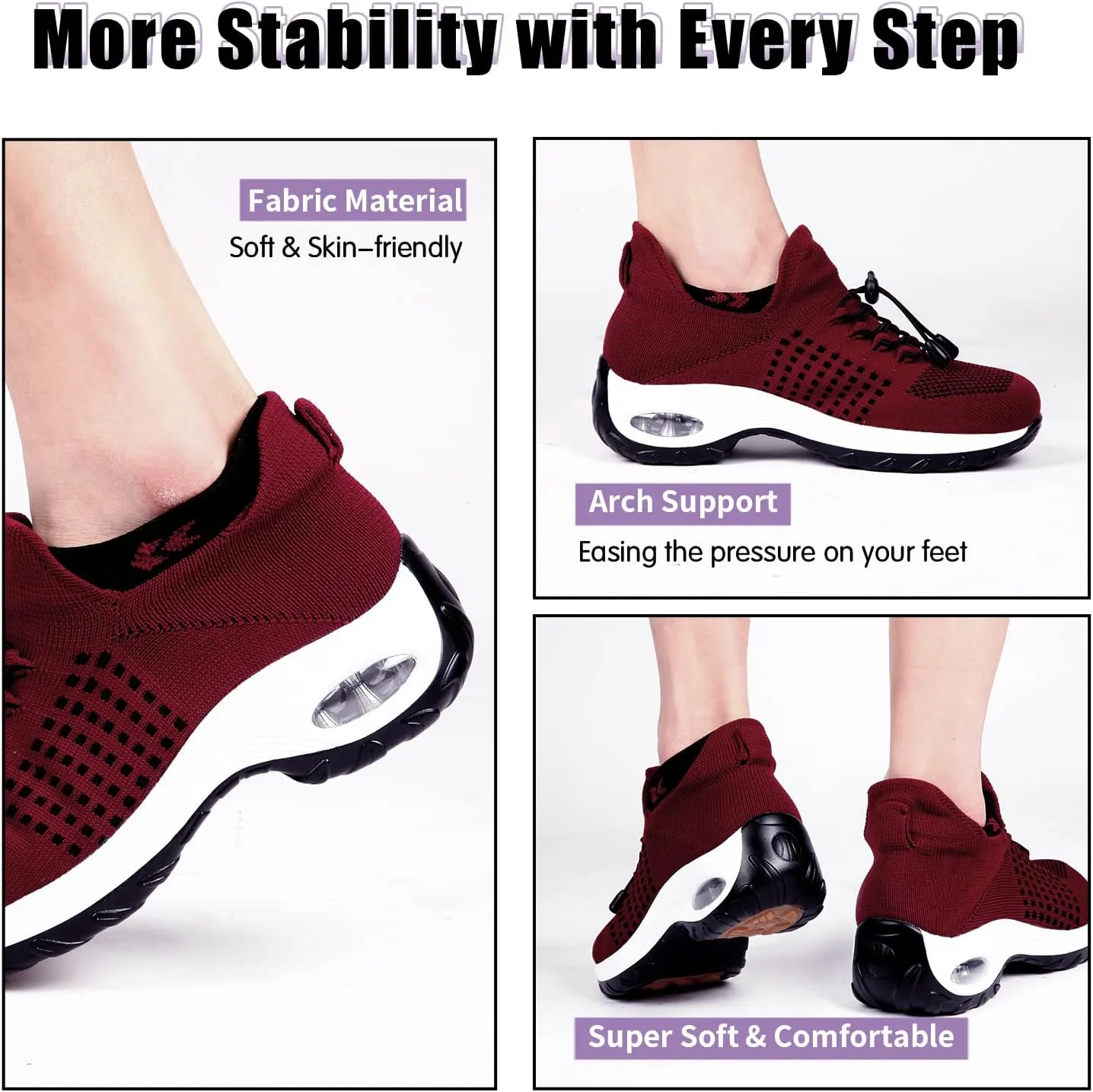 STUNAHOME Orthopedic Sneakers Breathable Women Walking Shoes Slip on Trainers Women's Comfortable Casual Ladies Athletic Shoe Thick Bottom