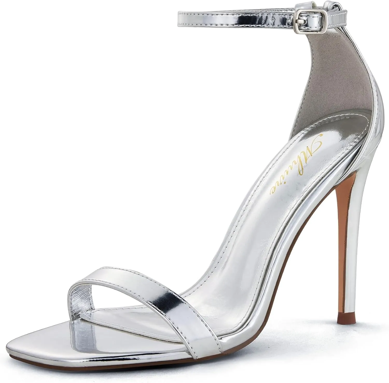 Stylish 4 IN Square Open Toe Ankle Strap Stiletto Heels for Women Plain Trendy Strappy Heeled Sandals