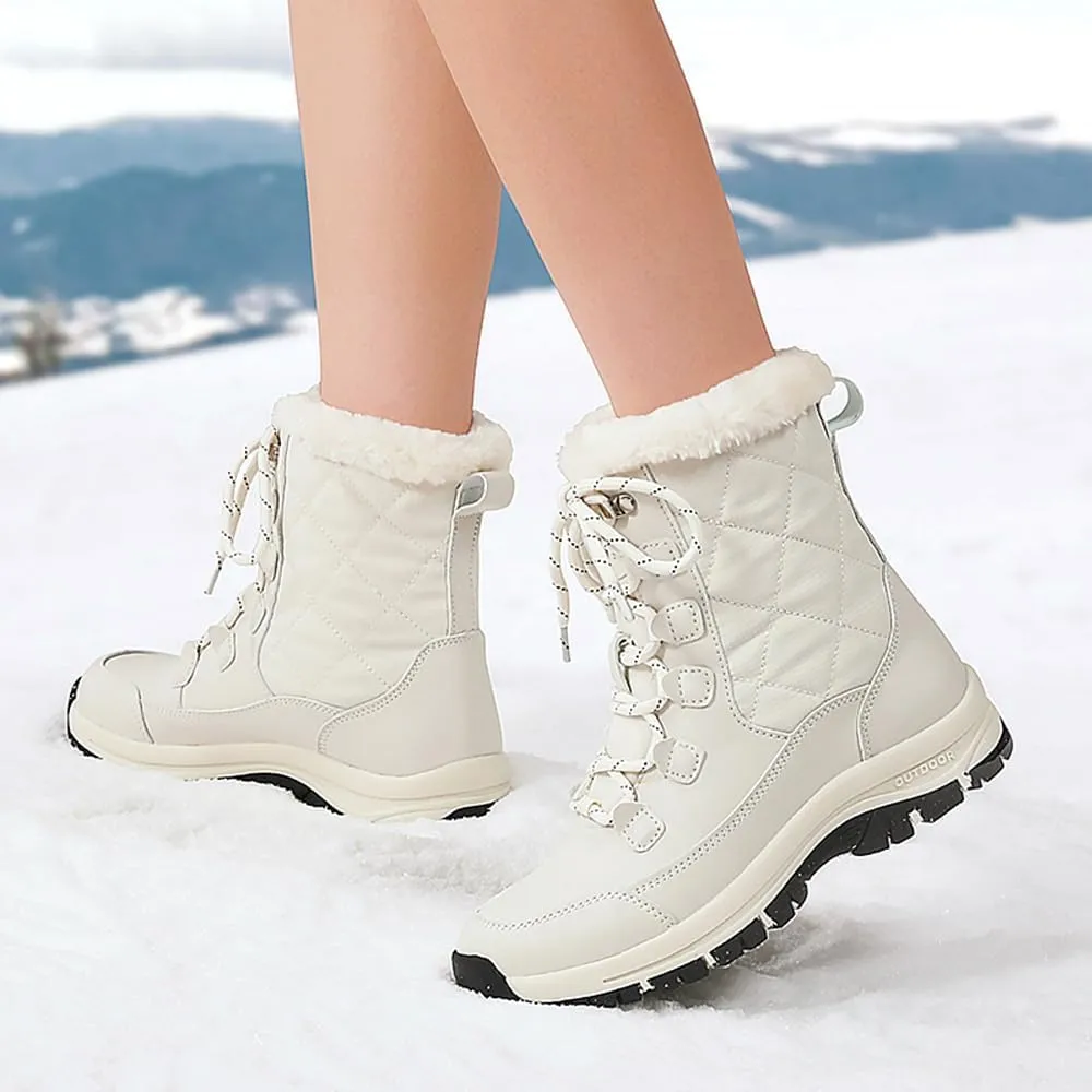 Succttssful Womens Snow Boots Mid-Calf Winter Boots Ladies Waterproof Warm Fur Lined Non-Slip Warm Boots For Work Walking Hiking Outdoor
