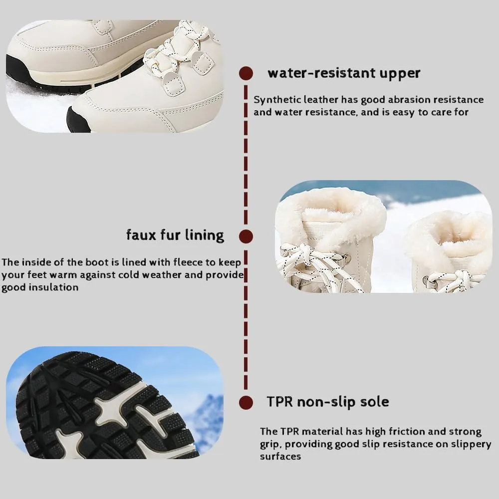 Succttssful Womens Snow Boots Mid-Calf Winter Boots Ladies Waterproof Warm Fur Lined Non-Slip Warm Boots For Work Walking Hiking Outdoor