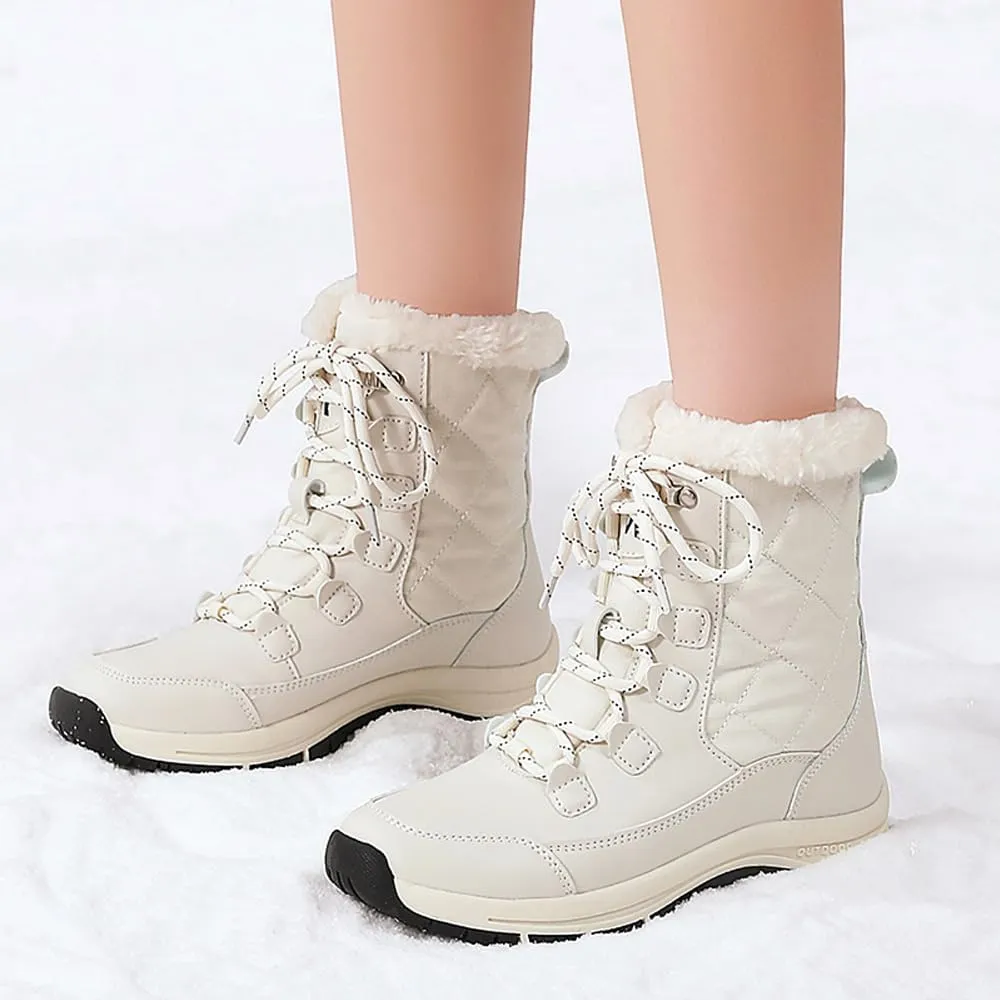 Succttssful Womens Snow Boots Mid-Calf Winter Boots Ladies Waterproof Warm Fur Lined Non-Slip Warm Boots For Work Walking Hiking Outdoor
