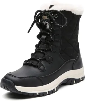 Succttssful Womens Snow Boots Mid-Calf Winter Boots Ladies Waterproof Warm Fur Lined Non-Slip Warm Boots For Work Walking Hiking Outdoor
