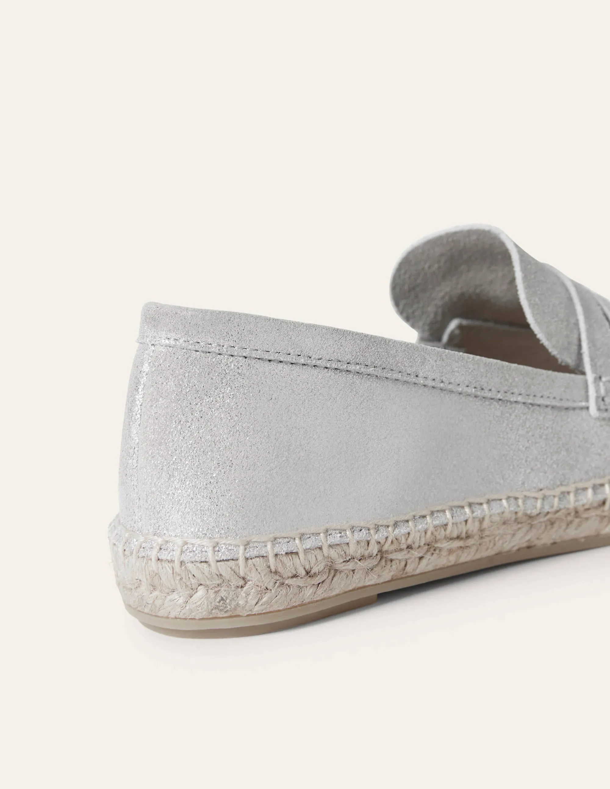 Suede Loafer Espadrilles-Silver Metallic