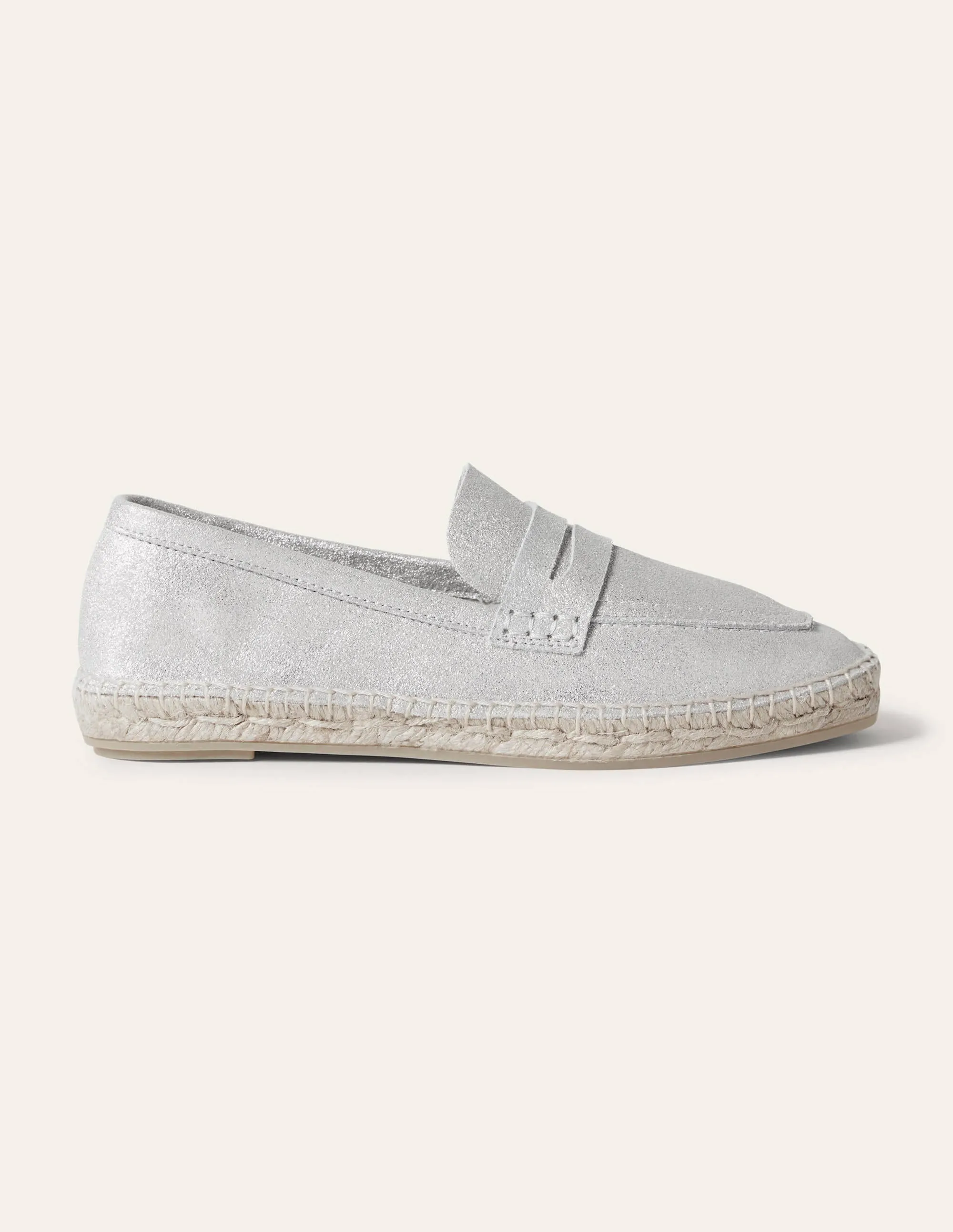 Suede Loafer Espadrilles-Silver Metallic