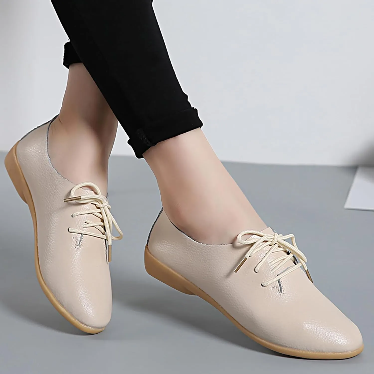 Sunporx Women's Comfortable Loafers Driving Moccasins Shoe Slip on Pointed Toe Flats Casual Comfortable Office Work Business Shoes Breathable Walking