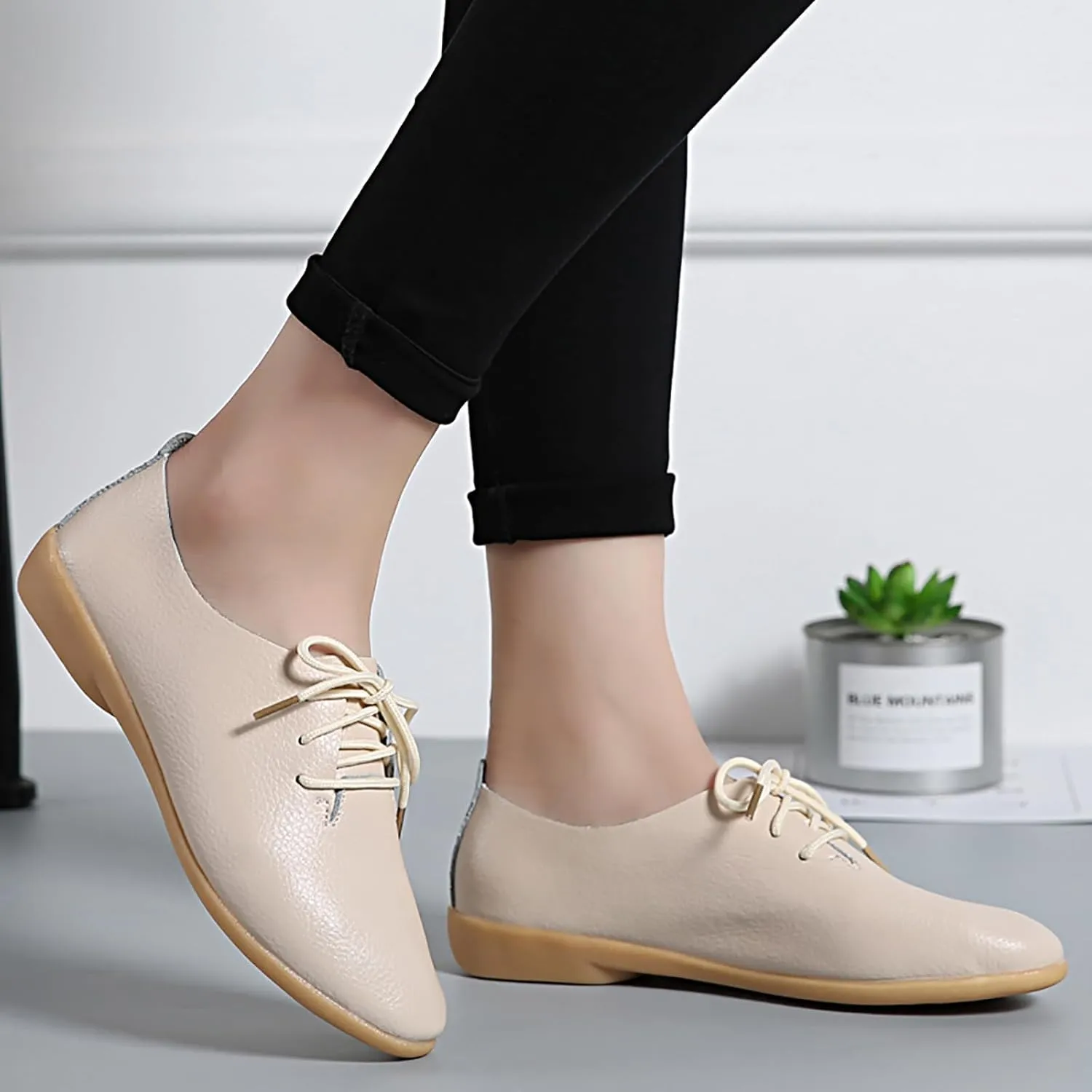 Sunporx Women's Comfortable Loafers Driving Moccasins Shoe Slip on Pointed Toe Flats Casual Comfortable Office Work Business Shoes Breathable Walking