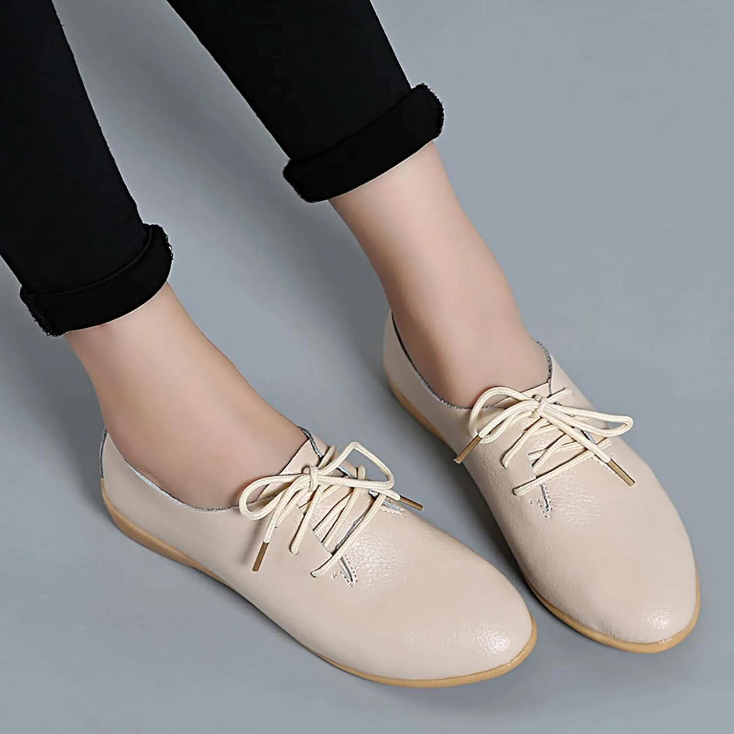 Sunporx Women's Comfortable Loafers Driving Moccasins Shoe Slip on Pointed Toe Flats Casual Comfortable Office Work Business Shoes Breathable Walking